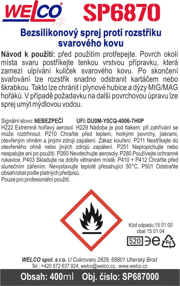 Sprej proti rozstřiku 6870